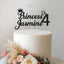 Personalised Princess Crown Script Cake Topper – Name & Age in Black Glitter