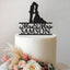 Personalised Cowboy Couple Wedding Cake Topper – Surname in Black Glitter