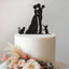 Kissing Wedding Couple with Two Cats Cake Topper in Black Glitter