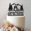 Personalised Mountain Grooms and Dog Wedding Cake Topper – Names & Date in Black Glitter
