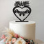 Personalised Gaming Heart Wedding Cake Topper – Surname in Black Glitter