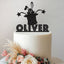 Personalised Rabbit in Magician Hat Cake Topper – Name in Black Glitter