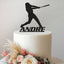 Personalised Baseball Batter Swing Cake Topper – Name in Black Glitter