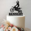 Personalised One-Handed Motocross Jump Cake Topper – Name in Black Glitter