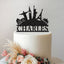 Personalised World Landmarks Travel Cake Topper – Name in Black Glitter