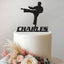 Personalised Karate Front Kick Cake Topper – Name in Black Glitter