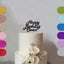 Personalised Happy Birthday Flowing Script Cake Topper with Name in Black Glitter