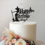 Personalised Standing Witch Cake Topper – Name & Age in Black Glitter