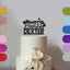 Personalised Flamingo Birthday Cake Topper with Name in Black Glitter