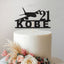 Personalised Aeroplane Cake Topper – Name & Age in Black Glitter