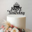 Happy Birthday Cake & Candles Cake Topper in Black Glitter
