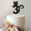 Personalised Kitten & Curled Tail Cake Topper – Age in Black Glitter
