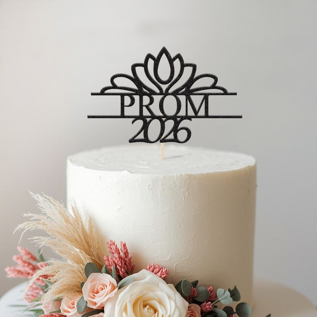 Personalised Decorative Prom Cake Topper – Year in Black Glitter