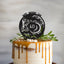 Personalised Biker Cake Topper – Name & Age in Black Glitter