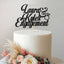 Personalised Script Names & Ring Engagement Cake Topper – Names in Black Glitter