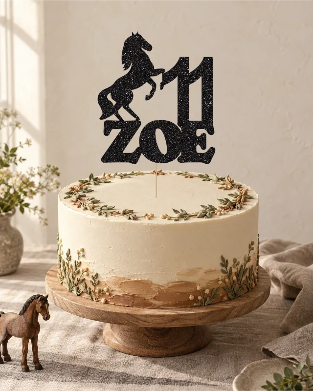 Personalised Rearing Horse Cake Topper – Name & Age