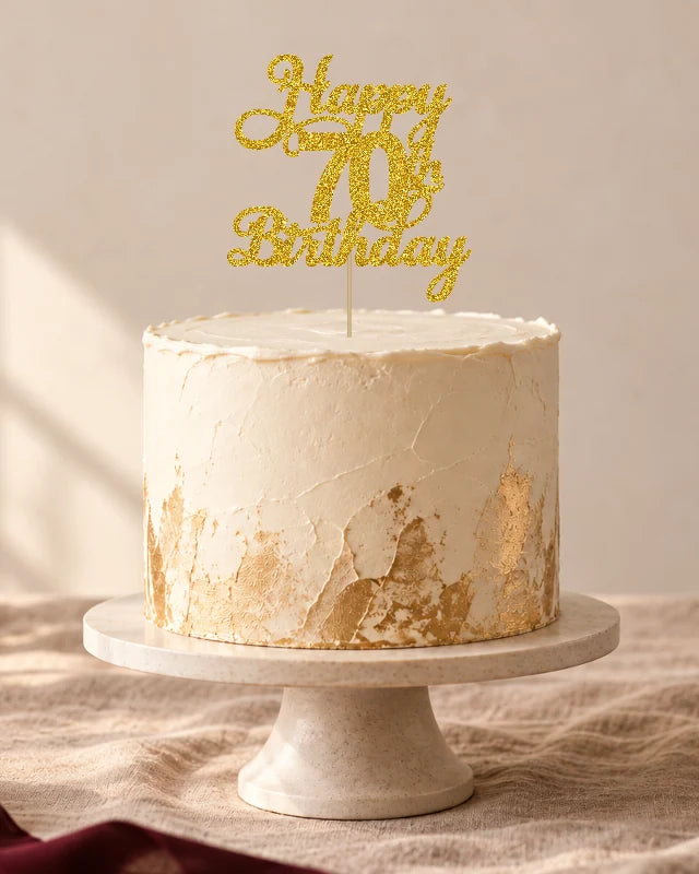 Personalised Birthday Cake Topper – Any Age & Optional Name in a styled cake scene