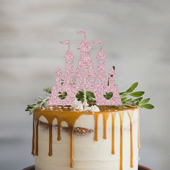 Personalised Princess Castle Cake Topper | Custom Name & Age