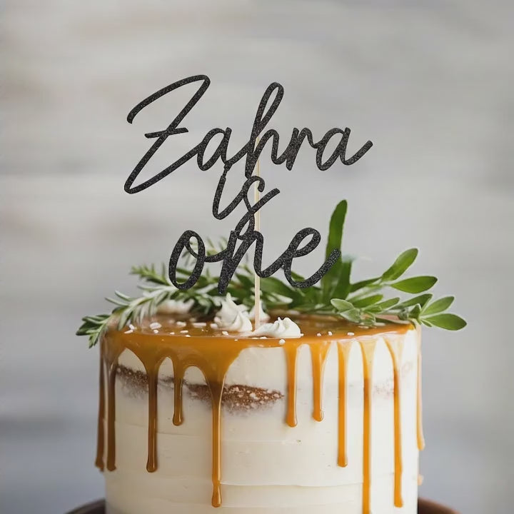 Personalised Is One Cake Topper with Name – Custom First Birthday Cake Decoration