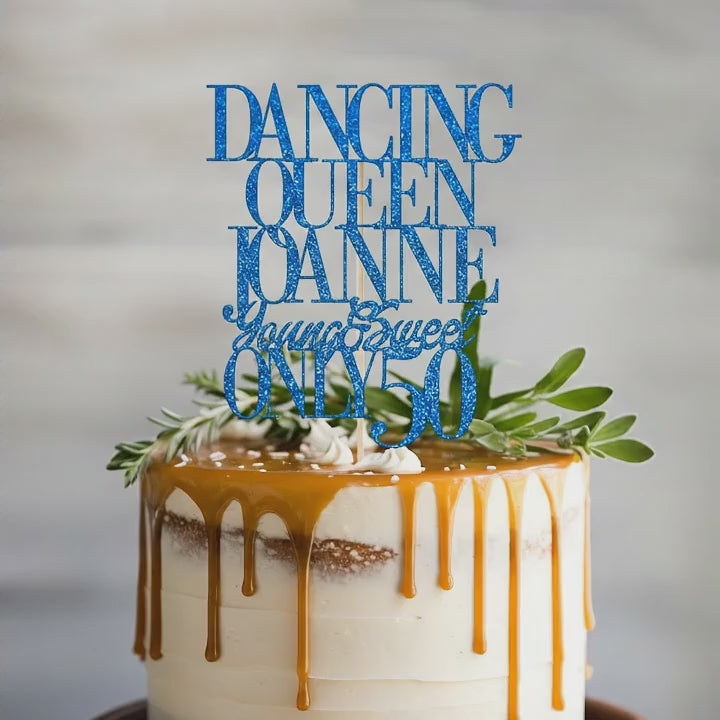 Personalised Dance Queen Glitter Cake Topper with Name & Age